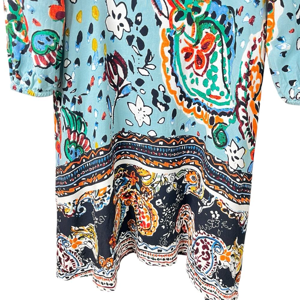 Akemi+ Kin Anthropologie Blue Fit & Flare Boho Beaded V-Neck Dress Womens SZ 8 - Picture 15 of 16